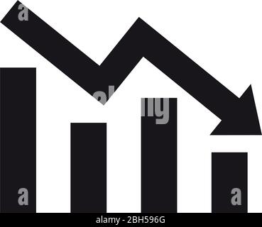 descending graphic chart icon over white background, line color style ...
