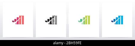Bar Chart On Letter Logo Design N Stock Vector