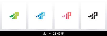 Bar Chart On Letter Logo Design P Stock Vector