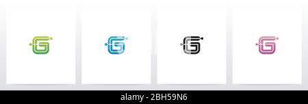 Connecting Dots On Letter Logo Design G Stock Vector