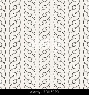 Vector seamless pattern. Monochrome thin wavy stripes background. Decorative geometric interlaced lines. Stock Vector