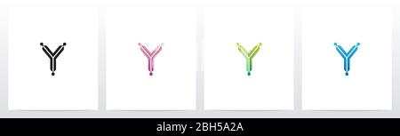 Connecting Dots On Letter Logo Design Y Stock Vector
