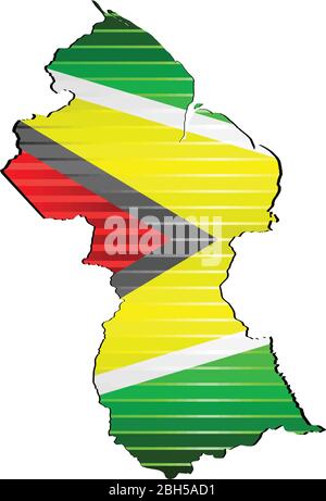 Shiny Grunge map of the Guyana - Illustration,  Three Dimensional Map of Guyana Stock Vector