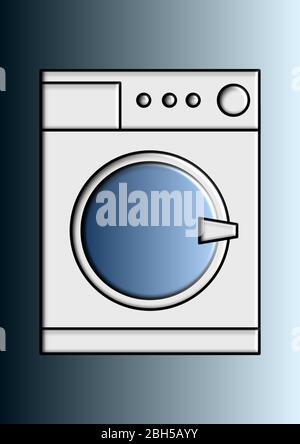 Vector image of a washing machine place for text. Household appliances. Household washing machine. Place for text. Repair of household appliances. Rep Stock Vector