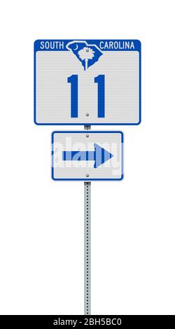 Vector illustration of the South Carolina State Highway road sign on metallic post Stock Vector