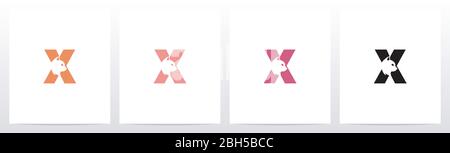 Cat Head Inside Letter Logo Design X Stock Vector