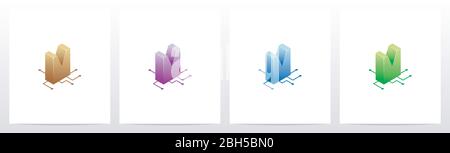 Digital Circuit Nodes Letter Logo Design M Stock Vector