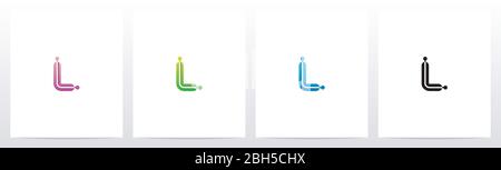 Connecting Dots On Letter Logo Design L Stock Vector