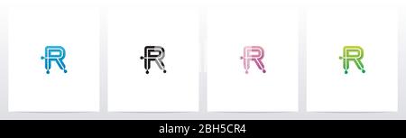 Connecting Dots On Letter Logo Design R Stock Vector