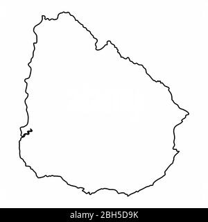 Uruguay outline map isolated on white background Stock Vector