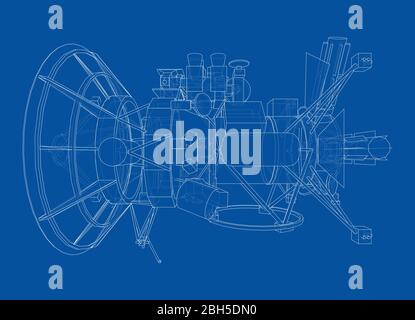 Communication satellite concept outline. Vector Stock Vector