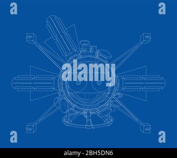 Communication satellite concept outline. Vector Stock Vector