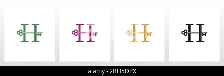Door Key On Letter Logo Design H Stock Vector