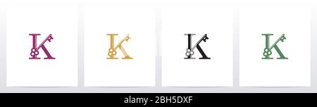 Door Key On Letter Logo Design K Stock Vector