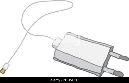 White Cell Phone Charger with Cord Stock Vector