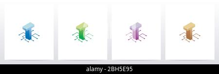 Digital Circuit Nodes Letter Logo Design T Stock Vector
