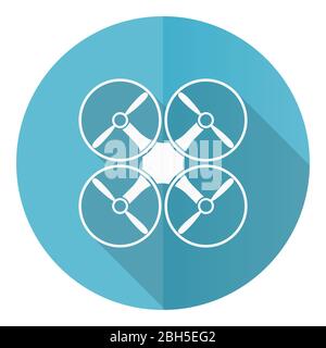 Drone blue round flat design vector icon isolated on white background, copter illustration in eps 10 Stock Vector