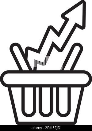 shopping basket with arrow up line style Stock Vector