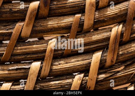 Patterned surface made of wooden bars. Macro . Stock Photo