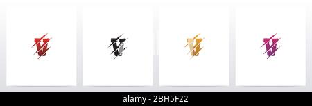 Claw Marks On Letter Logo Design V Stock Vector