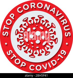 Stop Coronavirus Stop Covid19 Signage or Sticker for help reduce the risk of catching novel coronavirus. Vector sign. Stock Vector