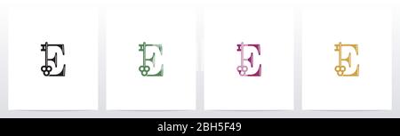 Door Key On Letter Logo Design E Stock Vector