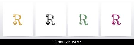 Door Key On Letter Logo Design R Stock Vector