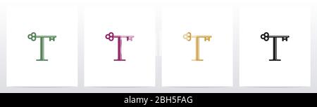 Door Key On Letter Logo Design T Stock Vector