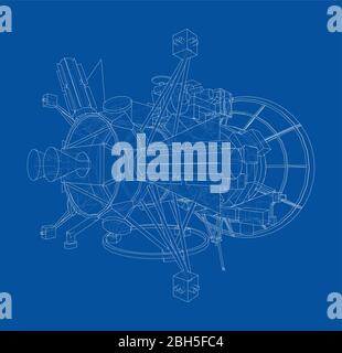 Communication satellite concept outline. Vector Stock Vector
