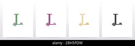 Door Key On Letter Logo Design L Stock Vector