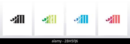 Bar Chart On Letter Logo Design M Stock Vector