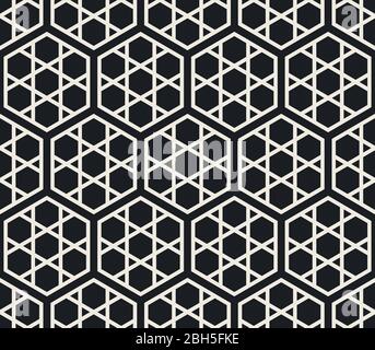 Vector seamless abstract pattern. Modern lattice texture. Repeating geometric tiles with hexagonal elements. Stock Vector