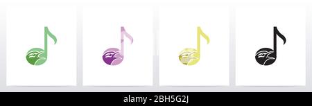 Bird And Music Note Logo Design Stock Vector
