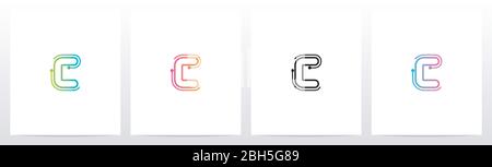 Dots With Lines On The Outside Of Letter Logo C Stock Vector