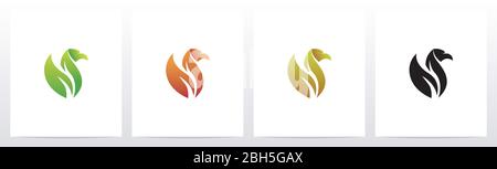 Bird With Leaf Wing Logo Design Stock Vector