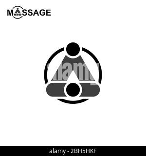 Logo, icon and symbol body massaging, simple, minimal and flat logo design, form the initial letter A, isolated on white background, vector icon. Stock Vector