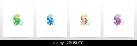 Digital Circuit Nodes Letter Logo Design S Stock Vector