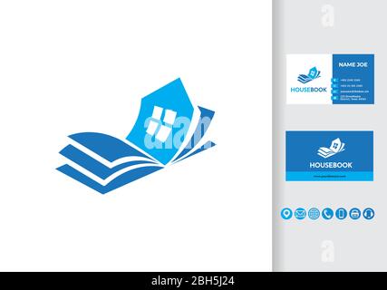 Bookkeeping Address House book logo - business card design vector Stock Vector