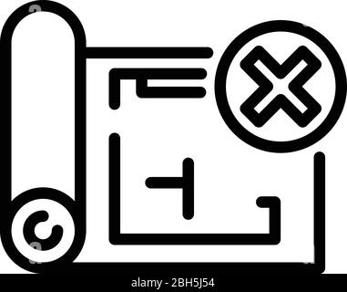 Demolition rejected plan icon, outline style Stock Vector
