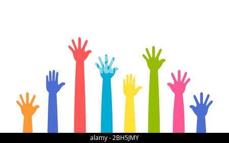 Colorful up hands set, vector illustration Stock Vector