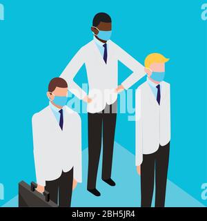 professional doctors using face masks Stock Vector