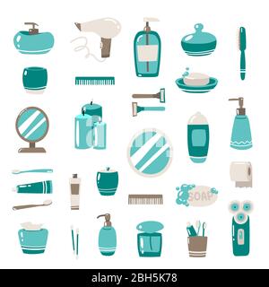Bathroom accessories. items for washing. Vector illustration on white background Stock Vector