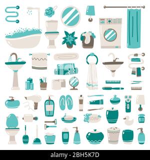 Bathroom accessories. items for washing. Vector illustration on white background Stock Vector