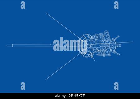 Communication satellite concept outline. Vector Stock Vector
