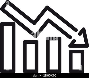 descending graphic chart icon over white background, line color style ...