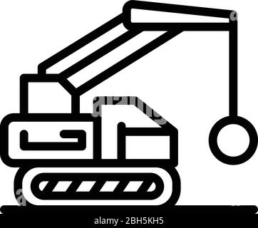Excavator wrecking ball icon, outline style Stock Vector