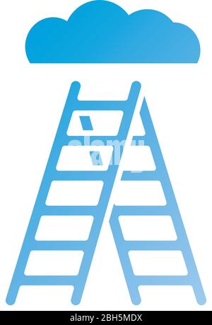 stairs up with cloud silhouette style icon Stock Vector