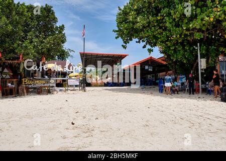 Cafe De Lipe and immigration post on Pattaya beach Stock Photo