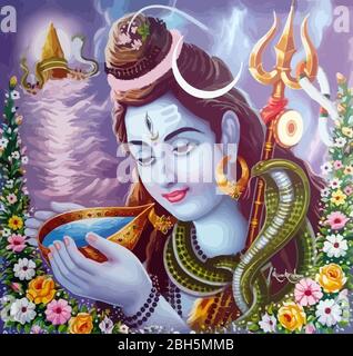 hinduism lord shiva spiritual illustration holy Stock Photo