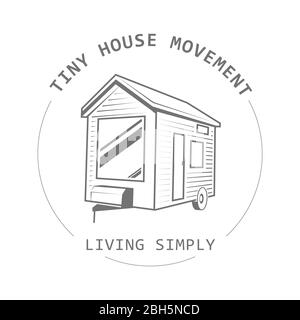 Off grid tiny house on wheels - trailer hovel, traveling hut or cabin Stock Vector